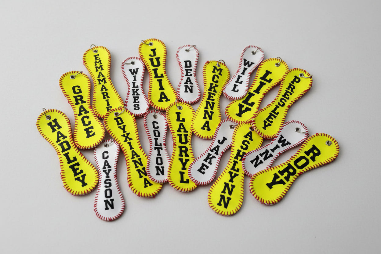 Personalized Embroidered Baseball or Softball Bag Tag | Keychain
