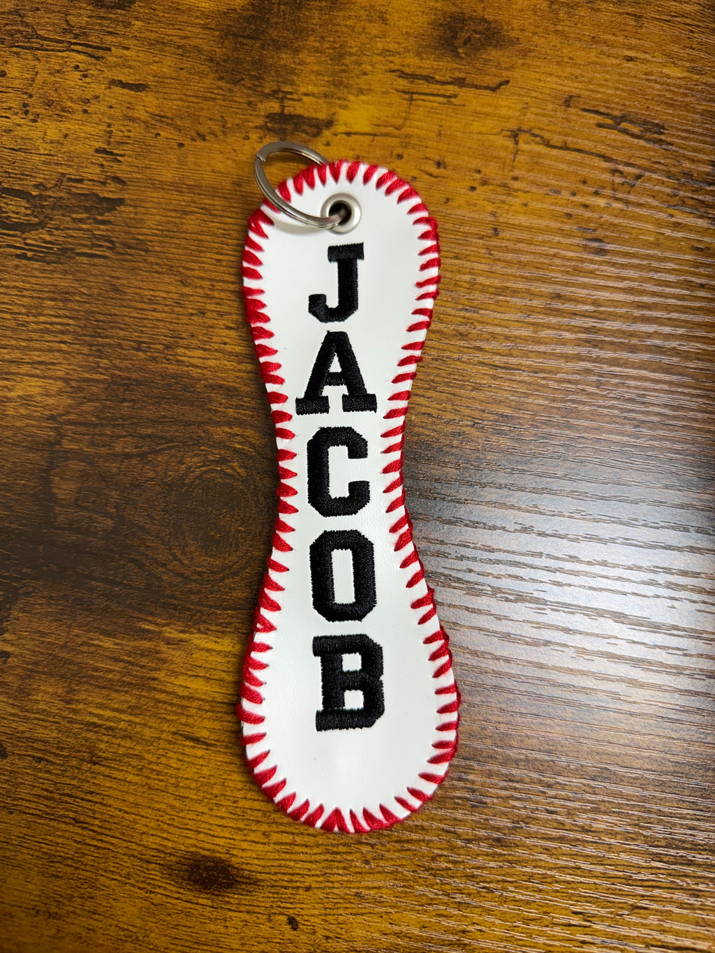 Personalized Embroidered Baseball or Softball Bag Tag | Keychain