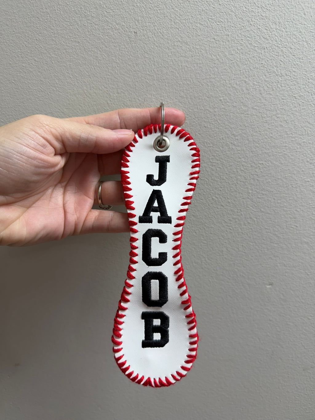 Personalized Embroidered Baseball or Softball Bag Tag | Keychain