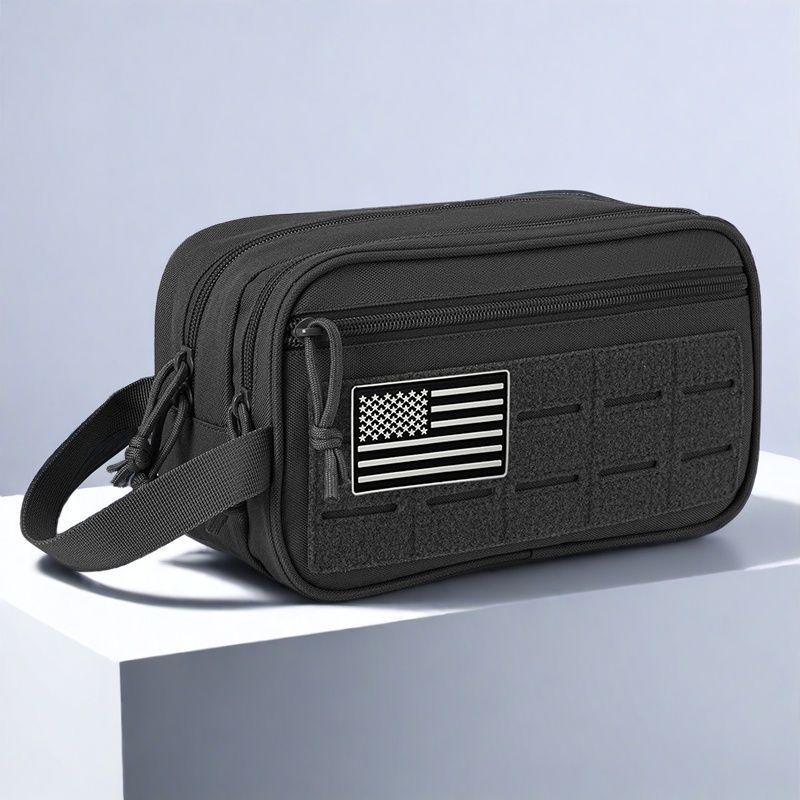 Men's Tactical Toiletry Organizer Bag - Outdoor Travel Makeup Pouch with Multiple Compartments