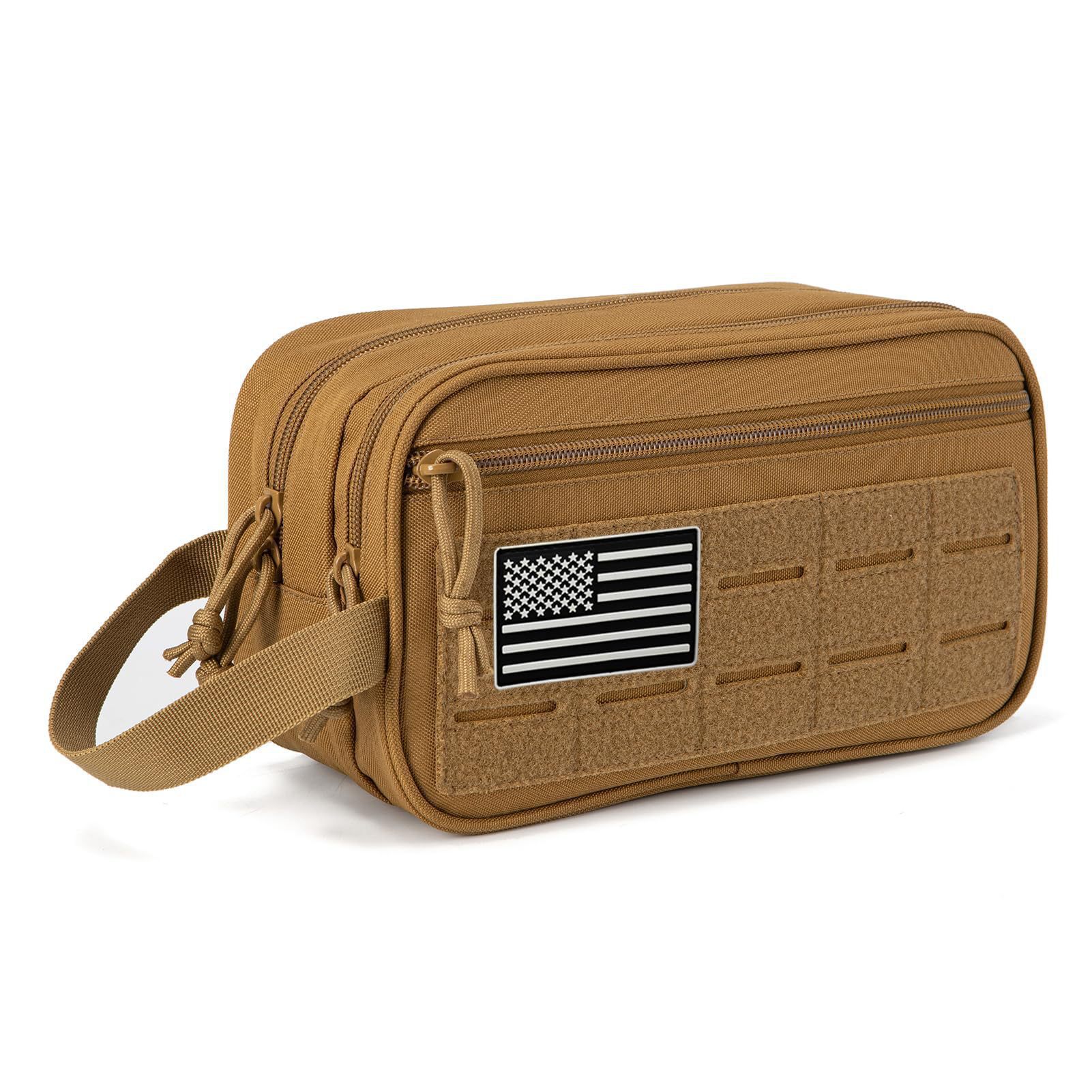 Men's Tactical Toiletry Organizer Bag - Outdoor Travel Makeup Pouch with Multiple Compartments